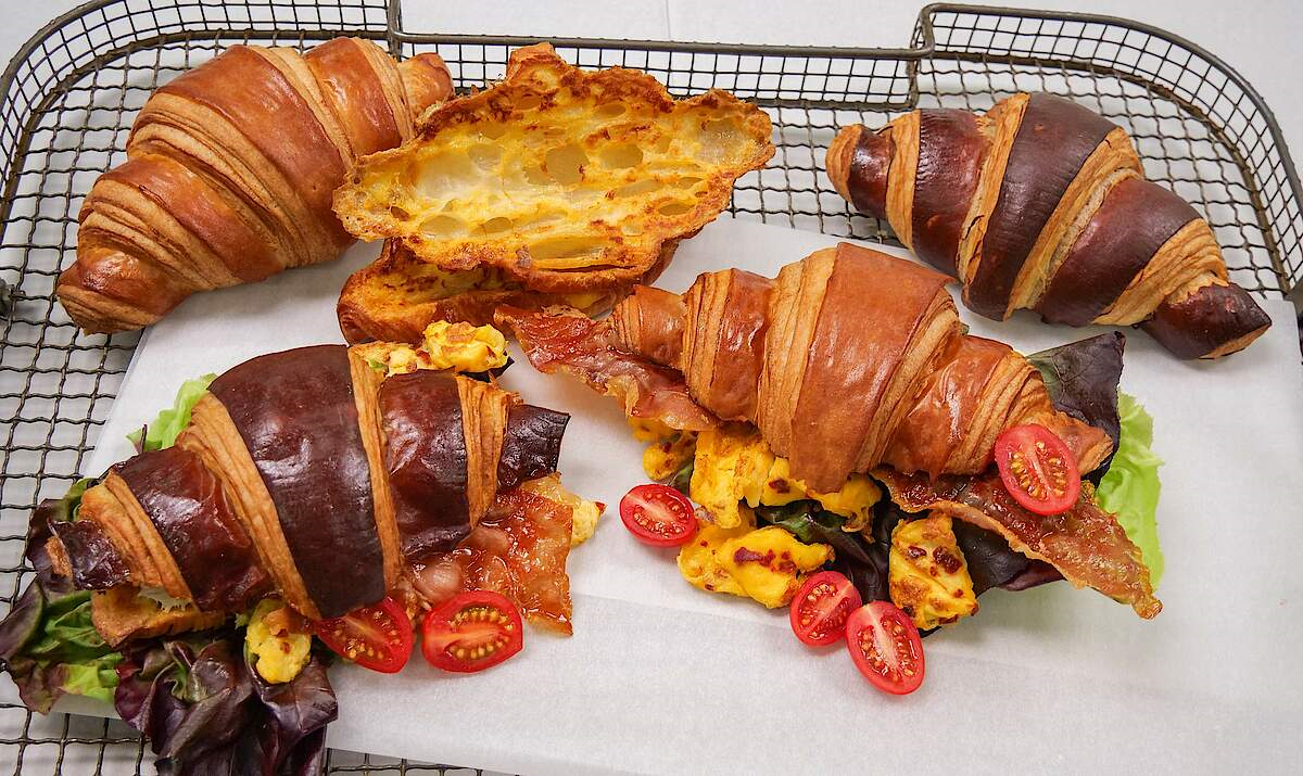 Egg fried sandwich croissants